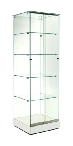 Vitrine d'exposition Alrami - verre trempé - portes coulissantes - 4 étagères - l. 52 x h. 180 cm