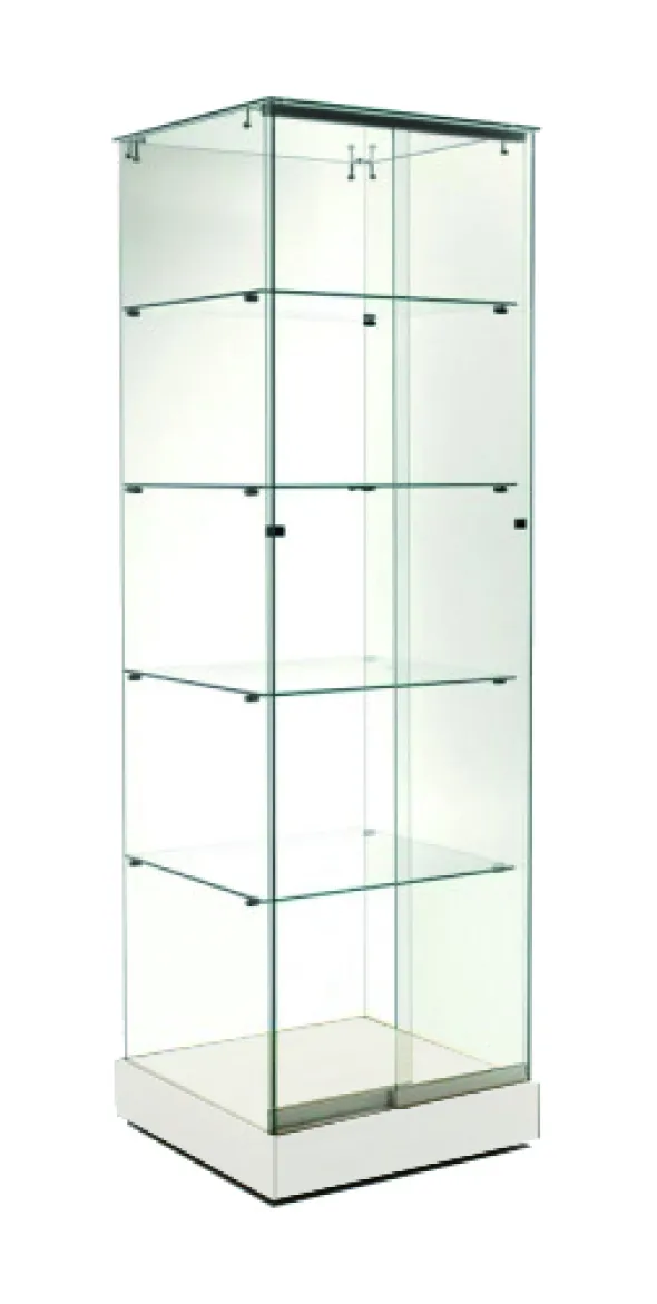 Vitrine d'exposition Alrami - verre trempé - portes coulissantes - 4 étagères - l. 52 x h. 180 cm