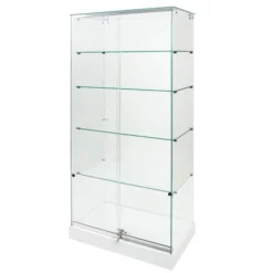 Vitrine d'exposition Deneb - verre trempé - portes coulissantes - 4 étagères - l. 80 x h. 180 cm