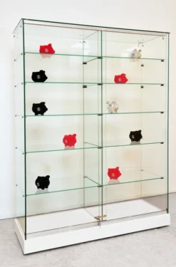 Vitrine d'exposition Gemma - verre trempé - portes coulissantes - 2x5 étagères - l. 120 x h. 180 cm