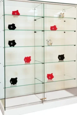 Vitrine d'exposition Gemma - verre trempé - portes coulissantes - 2x5 étagères - l. 120 x h. 180 cm