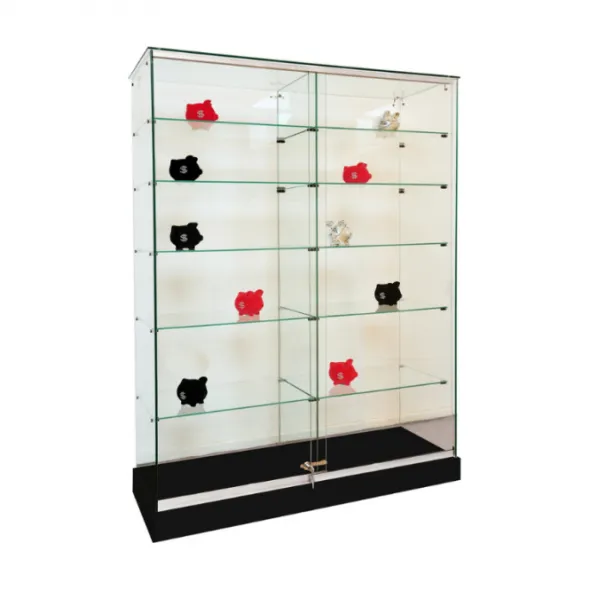 Vitrine d'exposition Gemma - verre trempé - portes coulissantes - 2x5 étagères - l. 120 x h. 180 cm