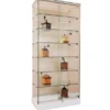 Vitrine d'exposition Nashira - verre trempé - portes coulissantes - 6 étagères - l. 80 x h. 180 cm - toit verre