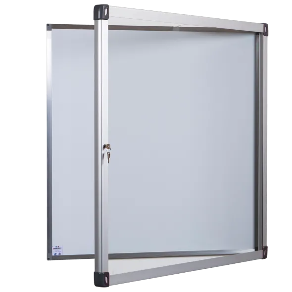 Vitrine d'extérieur murale - porte battante en verre trempé - fond tôle émaillée 6 A4