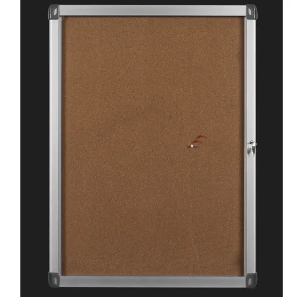 Vitrine d'intérieur murale - porte battante en PMMA - fond liège 9 A4