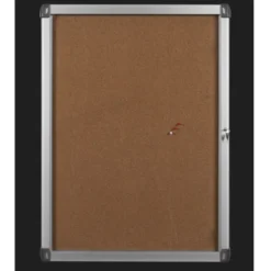 Vitrine d'intérieur murale - porte battante en verre trempé - fond liège 9 A4