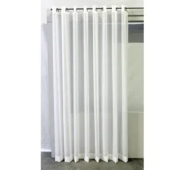 Voilage transparent - 300 x 230 cm - mousseline 100 % polyester M1 - tête à oeillet - ourlet bas - blanc