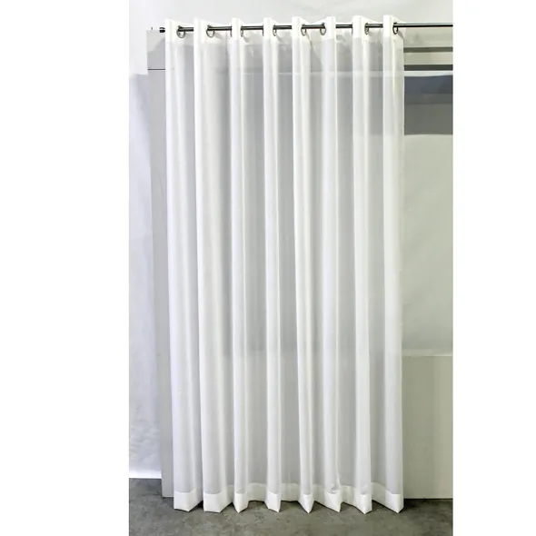 Voilage transparent - 300 x 230 cm - mousseline 100 % polyester M1 - tête à oeillet - ourlet bas - blanc