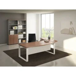 Voile de fond métallique pour bureau Léandre Manager - l. 180 cm pieds cadre