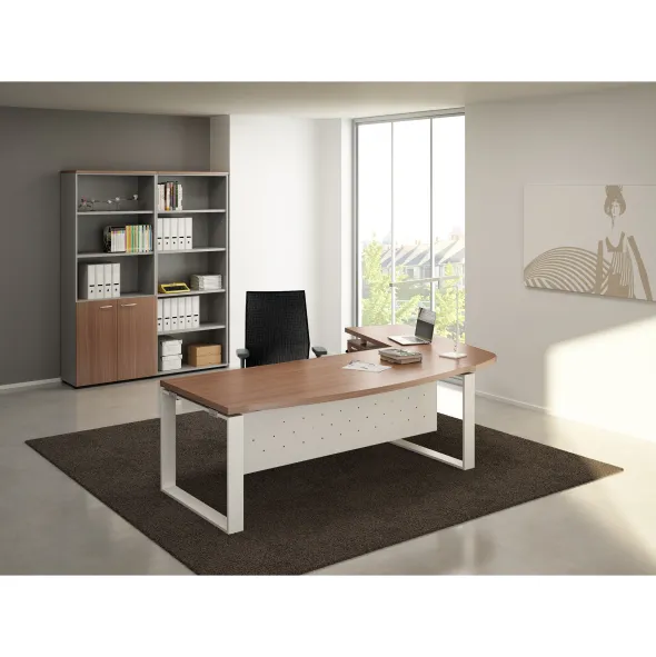 Voile de fond métallique pour bureau Léandre Manager - l. 180 cm pieds cadre